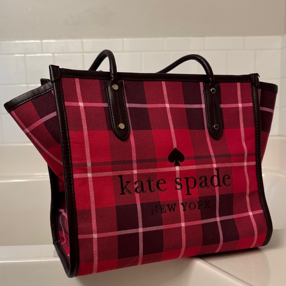 Kate Spade Red and Black Plaid Tote
